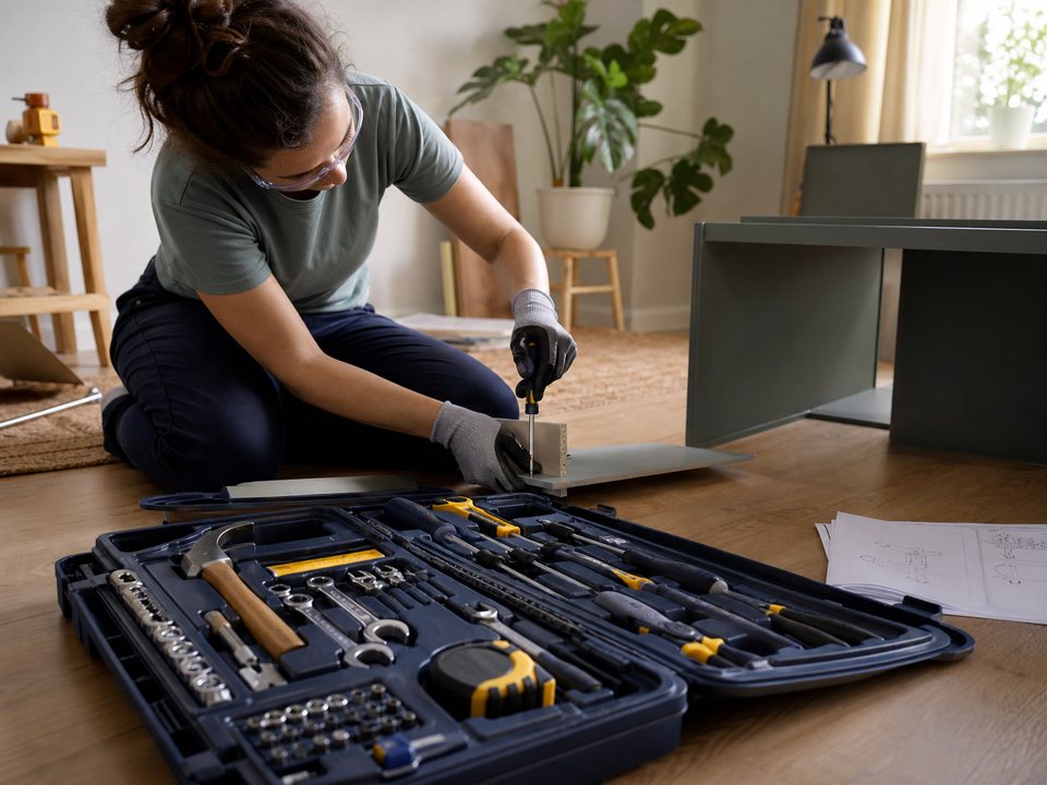 Amazon Basics 142-Piece Tool Kit lifestyle view