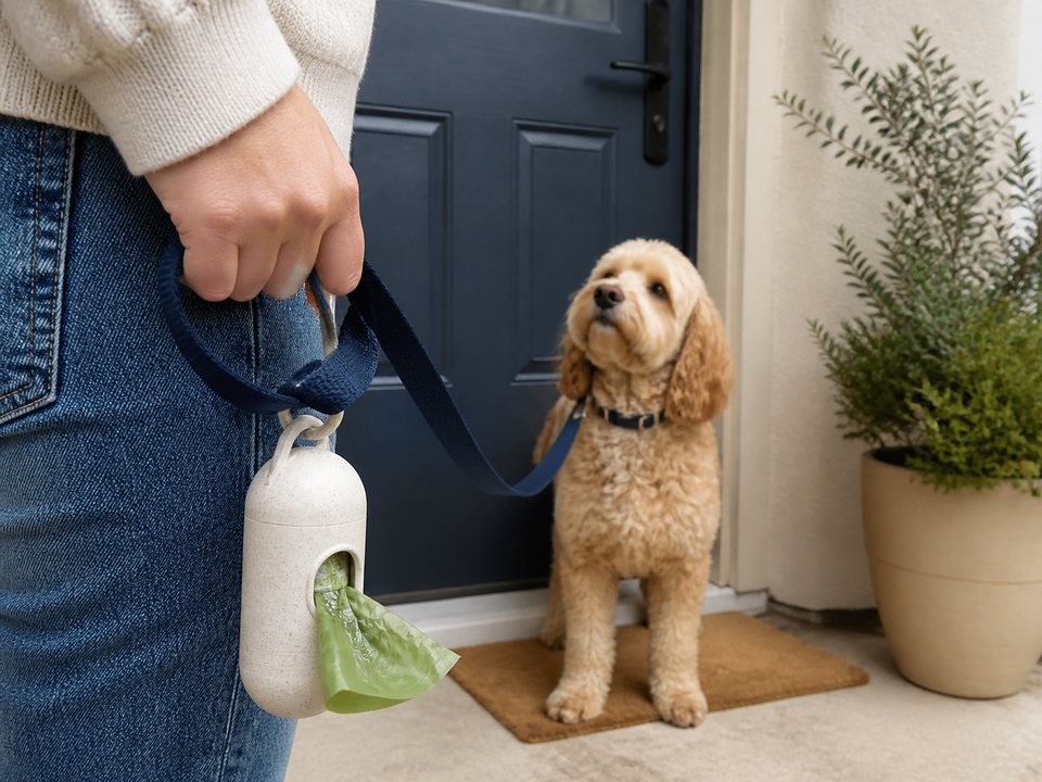Amazon Basics Dog Waste Dispenser lifestyle view