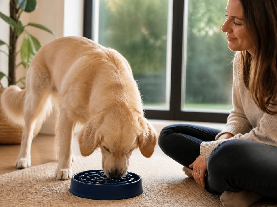 Outward Hound Fun Feeder Slo Bowl lifestyle view
